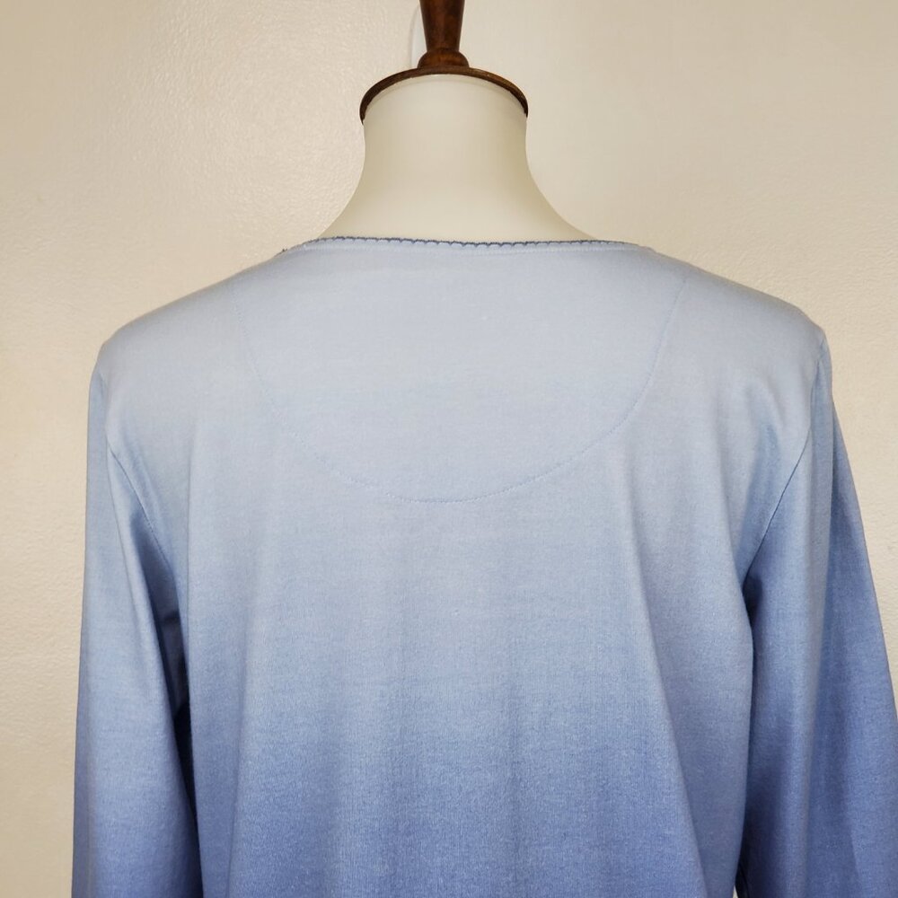 Alfred Dunner Blue Ombre Embroidered Embellished Knit Top NEW NWT Size S - Picture 8 of 14